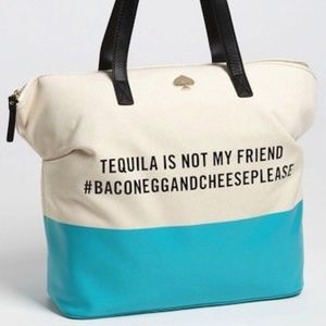 Kate Spade "Call To Action Tequila Is Not My Friend" Terry Satchel~Rare~Vintage